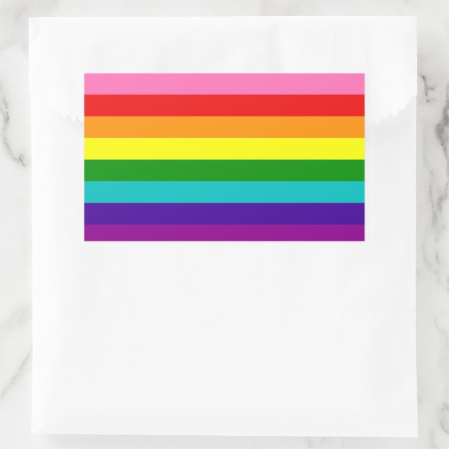 Gilbert Baker Gay Pride Flag Rainbow Stripe Rectangular Sticker (Bag)