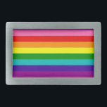 Gilbert Baker Gay Pride Flag Rainbow Stripes Belt Buckle<br><div class="desc">Pride stripes including original pink,  that baker included; you can adjust the scale,  placement and rotation of the stripe</div>