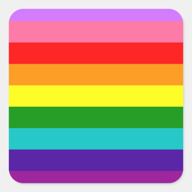 Gilbert Baker's 9-Stripe Rainbow Flag Square Sticker (Front)