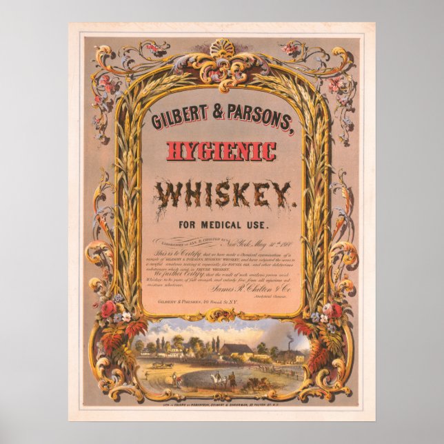 Gilbert & Parsons, Hygienic Whiskey Vintage Ad Poster (Front)