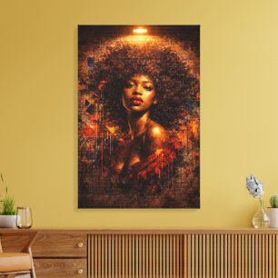 Gilded Afro: Urban Street Art Canvas Print