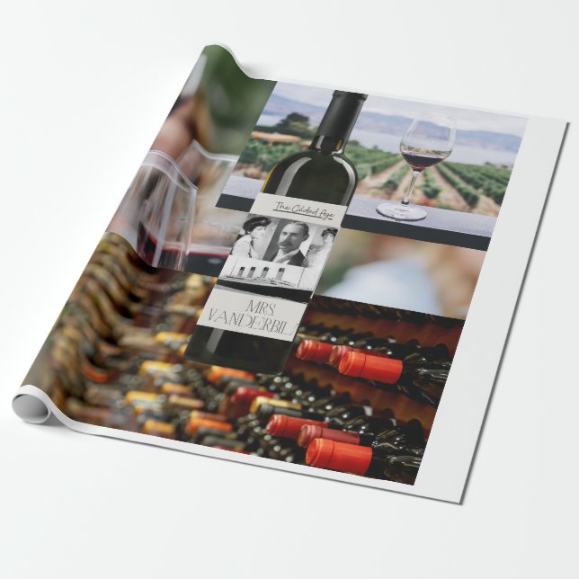 Gilded Age Wine-Themed Wrapping Papper Paper (Unrolled)