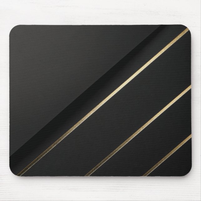 Gilded Alignment — Minimalist Black & Gold Mouse Pad (Front)