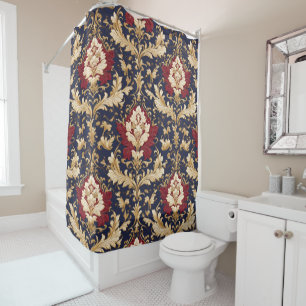 Gilded Art Nouveau Floral Damask Shower Curtain