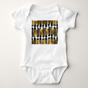 Gilded Artistry: Black & Gold Abstract Baby Bodysuit