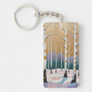 Gilded Aspen Grove: A Winter’s Dream Key Ring