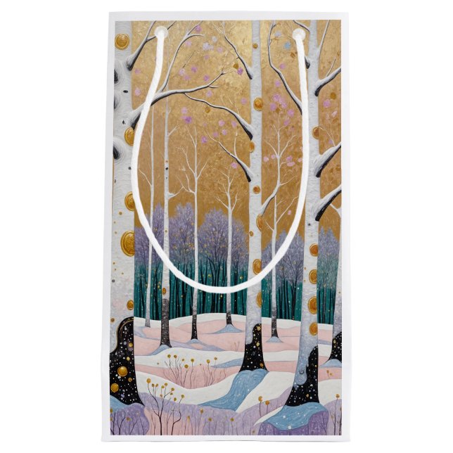 Gilded Aspen Grove: A Winter’s Dream Small Gift Bag (Front)