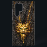 Gilded Bark Liquid Gold Dragon Samsung Galaxy Case<br><div class="desc">An imperial Chinese dragon head,  expertly "forged" from molten gold as it seeps through weathered black bark. Accented with piercing emerald green eyes,  this high-vibrancy design combines mythical power with modern luxury. Optimized for perfect camera-hole clearance.</div>