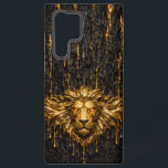 Gilded Bark Liquid Gold Lion Samsung Galaxy Case<br><div class="desc">A majestic lion head forged from shimmering liquid gold,  seeping through the cracks of ancient charred bark. Featuring glowing amber gemstone eyes and a thick,  expansive mane,  this case offers a high-end,  tactile aesthetic. Designed for a perfect fit on modern flagship devices with full camera clearance.</div>