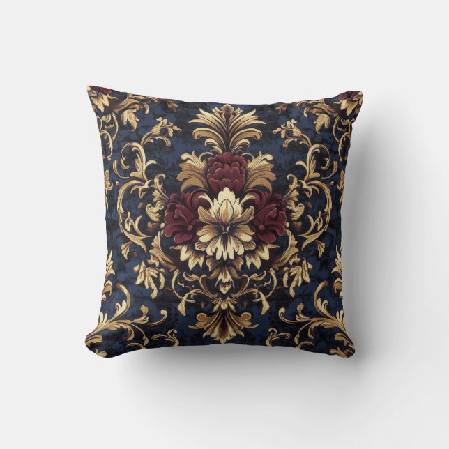 Gilded Baroque Floral Swirls Cushion (Front)
