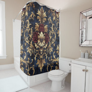 Gilded Baroque Floral Swirls Shower Curtain