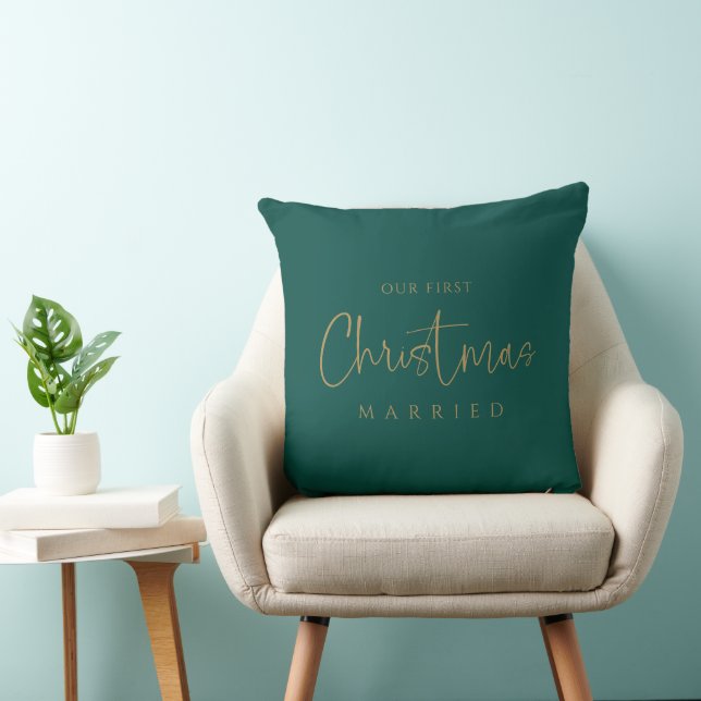 Gilded Bliss: First Christmas Married Personalised Cushion (Chair)