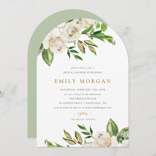 Gilded Blooms Bridal Shower Invitation (Front/Back)