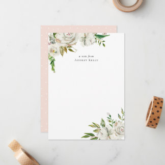 Gilded Blooms Monogram Stationery Note Card