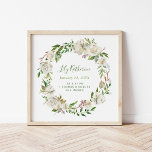 Gilded Blooms Personalized Baby Birth Stats Poster<br><div class="desc">A beautiful keepsake nursery art print with watercolor botanical floral wreath in pretty shades of green with white flowers. Personalize the design with baby's name monogram, birthday and birth stats or other text. Use the design tools to choose any background color, add photos, change text fonts and colors to create...</div>