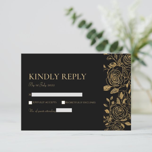 GILDED Blooms RSVP Card (Standing Front)
