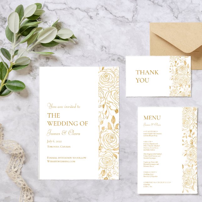 GILDED Blooms Wedding Invitation (Creator Uploaded)