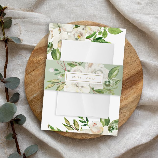 Gilded Blooms Wedding Monogram Invitation Belly Band (Creator Uploaded)