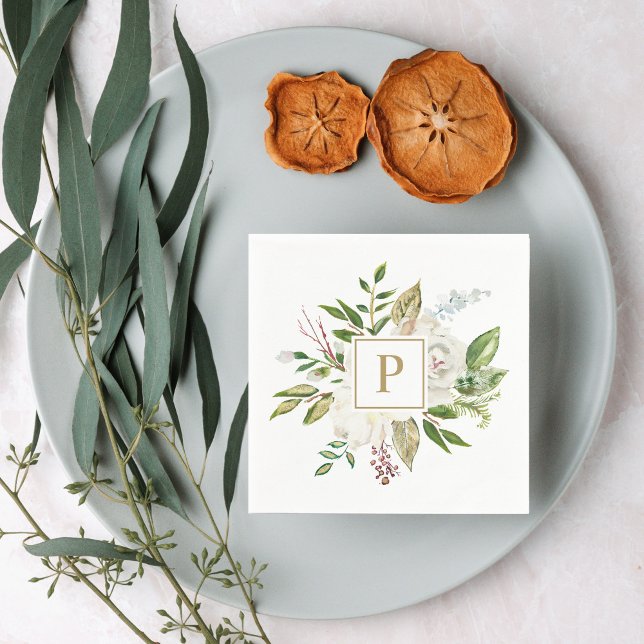 Gilded Blooms Wedding Monogram Napkin (Creator Uploaded)