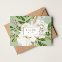 Gilded Blooms Wedding Photo Thank You Card