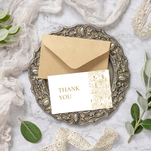 GILDED Blooms Wedding Thank You Card (Creator Uploaded)