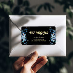 Gilded Blue on Black Christmas Return Address Label<br><div class="desc">Gilded Blue on Black Christmas Return Address Label.
These gorgeous holiday return address labels feature festive boughs of bunch of leaves,  Christmas blue and yellow holly berries on a modern black background. Perfect for your elegant winter wedding or Christmas cards.</div>