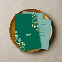 Gilded Botanical Emerald Green Gold Leaves Wedding