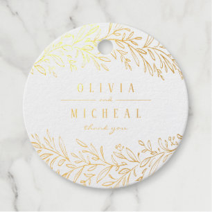 Gilded botanical foliage elegant wedding favour tags
