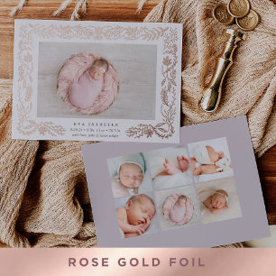 Gilded Branches Foil Birth Announcement