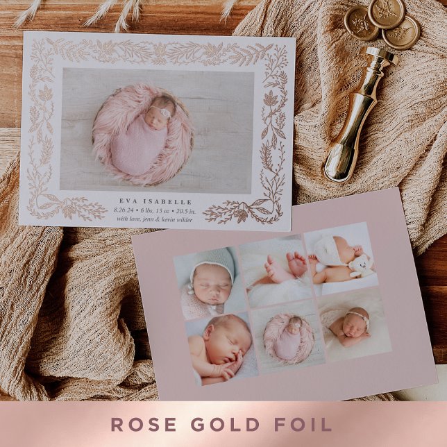 Gilded Branches Foil Birth Announcement (Creator Uploaded)