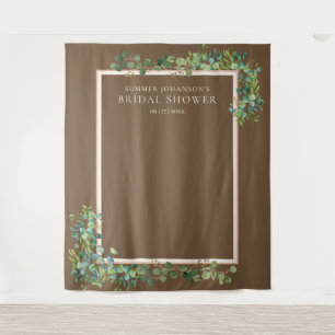 Gilded Brown Greenery Bridal Shower Photo Backdrop Tapestry