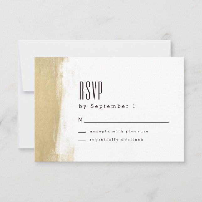 Gilded Brush Wedding RSVP Card (Front)