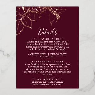 Gilded Burgundy Rose Gold Foil Blush Detail Card