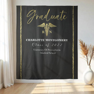 Gilded Caduceus Nurse Medical Graduation Backdrop Tapestry
