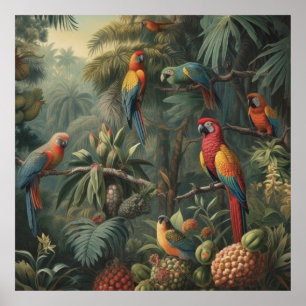 Gilded Canopy Majesty Scarlet Macaw and Pineapple Poster