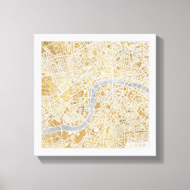 Gilded City Map Of London Canvas Print (Front)
