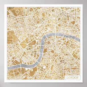 Gilded City Map Of London Poster