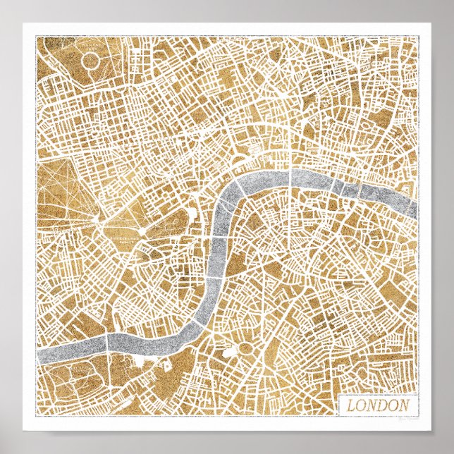 Gilded City Map Of London Poster (Front)