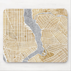 Gilded City Map Of New York Mouse Pad