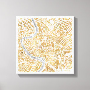 Gilded City Map Of Rome Canvas Print