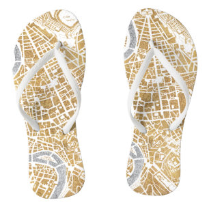 Gilded City Map Of Rome Jandals