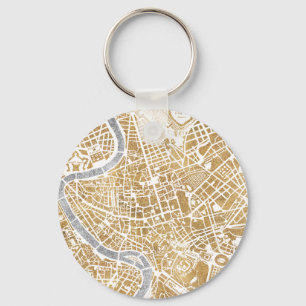 Gilded City Map Of Rome Key Ring