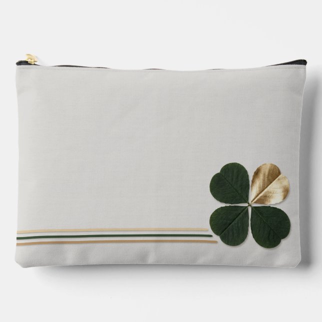 Gilded Clover Luxe Triple-Line Accessory Pouch (Front)