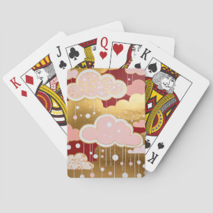 Gilded Crimson Rainfall Playing Cards