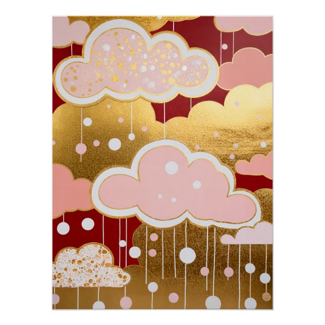 Gilded Crimson Rainfall Poster (Front)