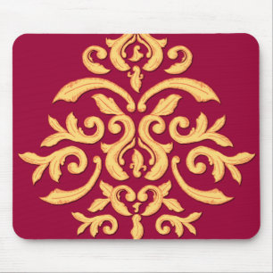 Gilded Damask Mousepad for the Elegant Office Desk
