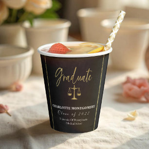 Gilded Dark Chalkboard    Law School Graduation Paper Cups