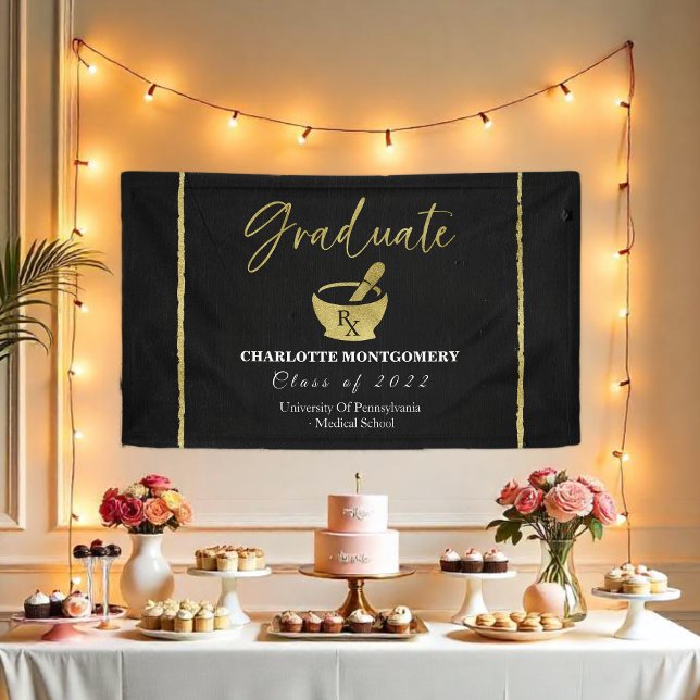 Gilded Dark Chalkboard Pharmacy School Graduation Banner (Creator Uploaded)