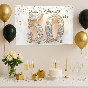 Gilded Diamond 50th Wedding Anniversary Banner