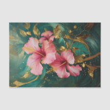 Gilded Double Pink Hibiscus Blooms, Formal Flowers